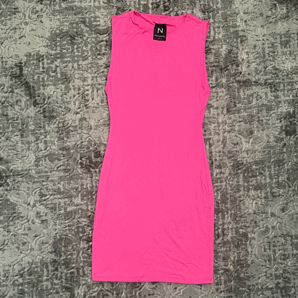 Naked Wardrobe Neon Pink Sleeveless Bodycon Dress